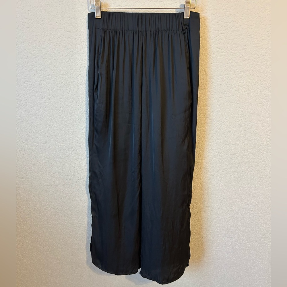 Zero + Maria Cornejo Satin Ankle Cutaway Trousers in Black, Size 2